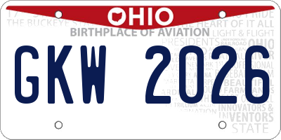 OH license plate GKW2026