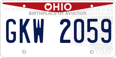OH license plate GKW2059