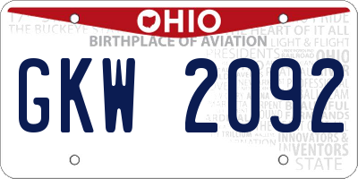 OH license plate GKW2092
