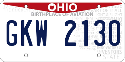 OH license plate GKW2130