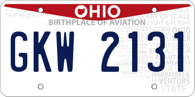 OH license plate GKW2131