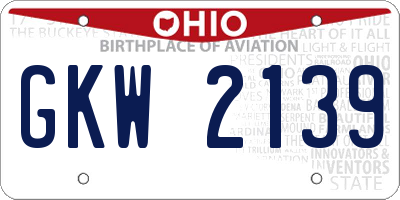 OH license plate GKW2139