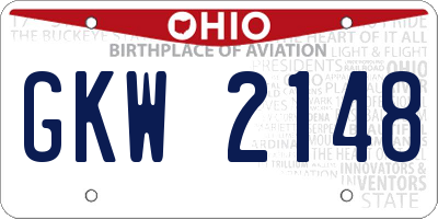 OH license plate GKW2148
