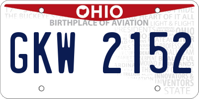 OH license plate GKW2152