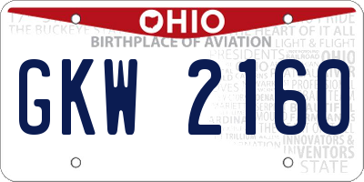 OH license plate GKW2160