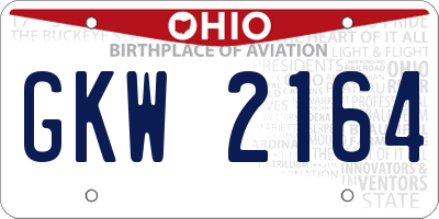 OH license plate GKW2164