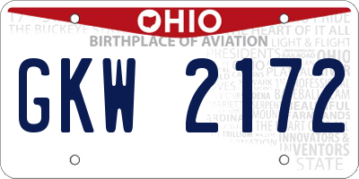 OH license plate GKW2172
