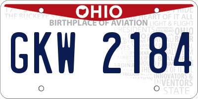 OH license plate GKW2184