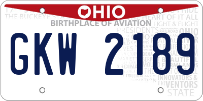 OH license plate GKW2189