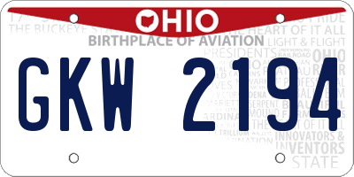 OH license plate GKW2194