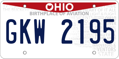 OH license plate GKW2195