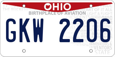 OH license plate GKW2206