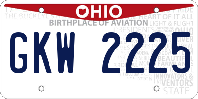 OH license plate GKW2225