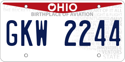 OH license plate GKW2244