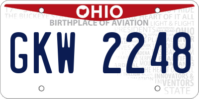 OH license plate GKW2248
