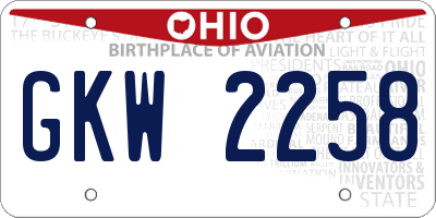 OH license plate GKW2258