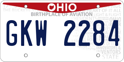 OH license plate GKW2284