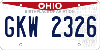 OH license plate GKW2326