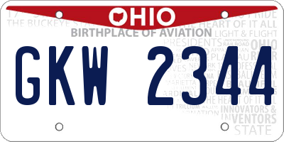 OH license plate GKW2344