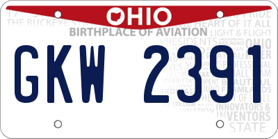 OH license plate GKW2391