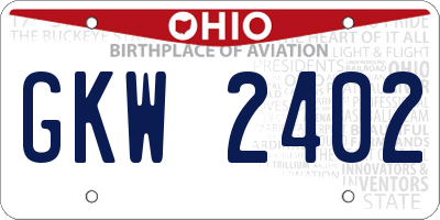 OH license plate GKW2402
