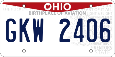 OH license plate GKW2406