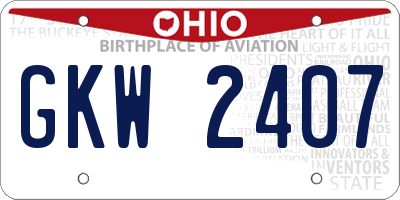 OH license plate GKW2407