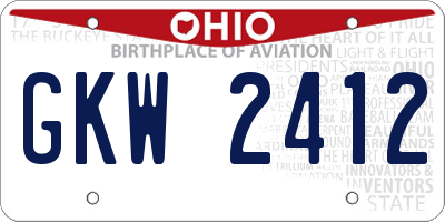 OH license plate GKW2412