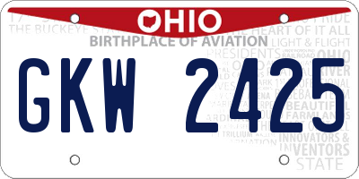 OH license plate GKW2425