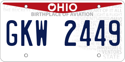 OH license plate GKW2449
