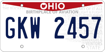 OH license plate GKW2457