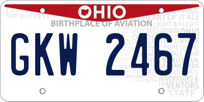 OH license plate GKW2467