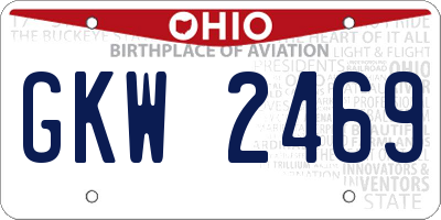 OH license plate GKW2469