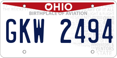 OH license plate GKW2494
