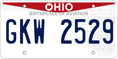 OH license plate GKW2529