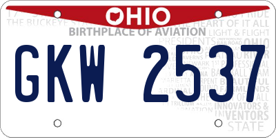 OH license plate GKW2537