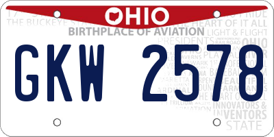 OH license plate GKW2578
