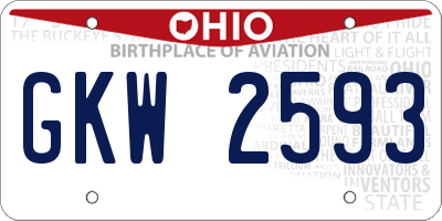 OH license plate GKW2593
