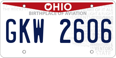 OH license plate GKW2606