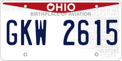 OH license plate GKW2615