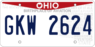OH license plate GKW2624