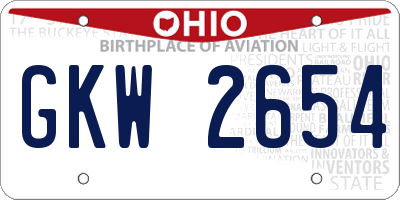 OH license plate GKW2654