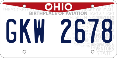 OH license plate GKW2678