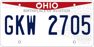 OH license plate GKW2705