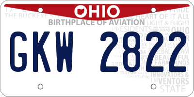 OH license plate GKW2822