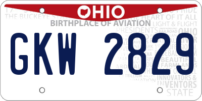 OH license plate GKW2829