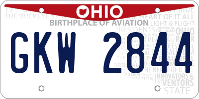 OH license plate GKW2844