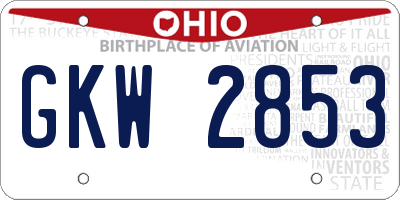 OH license plate GKW2853