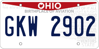 OH license plate GKW2902