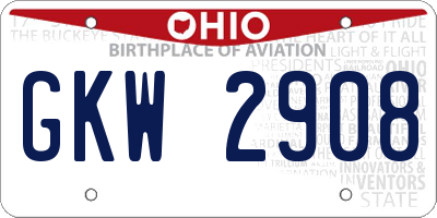 OH license plate GKW2908